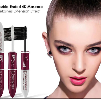 Double Head Lash Tint 4D Silk Fiber Makeup Mascara Eyelash Growth Liquid Long Thick Waterproof Long Lasting Natural Curling