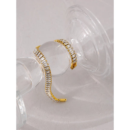 Yhpup Delicate Bling Cubic Zirconia Bracelet Statement Stainless Steel Metal Chain Fashion Jewelry браслеты женские Gift