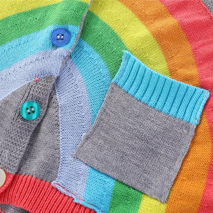 Mudkingdom Toddler Girl Boy Cardigan Sweater Lightweight Rainbow Clouds Knit Outerwear for Kids Clothes Cotton Spring Autumn