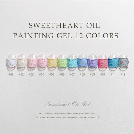 12 Colors Set No-wash Embossed Texture UV Gel Glitter Nail Art Paint Chrome Nail Art Colored Gel Paint