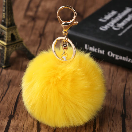 Trinket Fluffy Artificial Rabbit Fur Ball Key Chain 8cm Pompons Keychain 21 Color Women Car Bag Key Ring Hang Jewelry