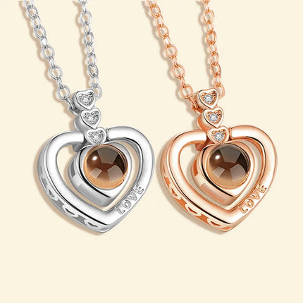Letter Necklace 100 Languages I Love You Projection Pendant Necklace Women Jewelry Best Friends Collier Femme Bijoux Gifts