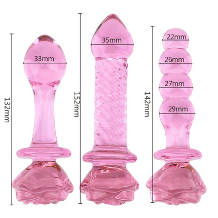 Sexy Rose Anal Beads Glass Butt Plug for Women Vaginal Dilator Dildos Female Masturbator Erotic Products Sex Toys Adults Men 18