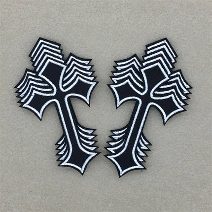 10pcs Lot Cross Patches on Clothes Diy Embroidered Appliques Iron on Patches for Clothing Jeans Stickers Badges (7.0x10.3CM)