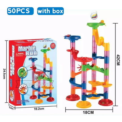 Marble Run Race Track Building Blocks Kids 3D Maze Ball Roll Toy DIY Marble Run Race Coaster Set 80/105/109/133pc Christmas Gift