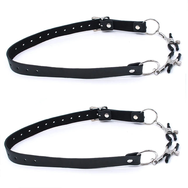 Sexy Flirt Labia Spreader Clip Breast Nipple Clamps Leather Bdsm Bondage Slave Fetish Erotic Tool Sex Toys For Women Adult Games