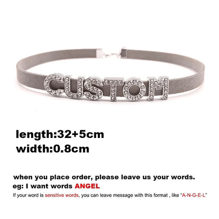 Rhinestone Letter DADDY QUEEN Personalized Custom Name Necklace for Women Fashion Leather Choker Collar DIY Cosplay Jewelry Gift
