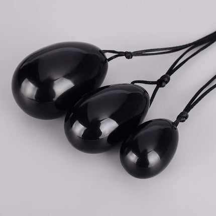 Obsidian Yoni Eggs Wand Set Natural Black Jade Egg Women Vaginal Muscles Tightening Kegel Massage Ball Yoni Wand Jade Massager