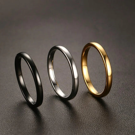 2020 Hot Fashion 2MM Thin Titanium Steel Couple Ring Simple  Rose Gold Color Finger Ring For Women And Men Gifts