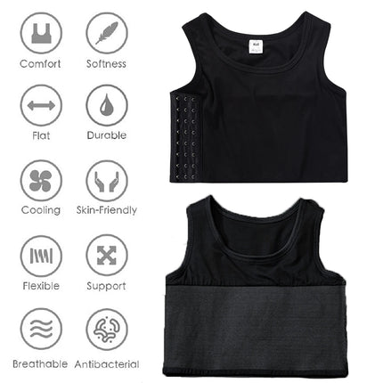 XUJI Women's Tomboy Trans Elastic Chest Binder Breathable Cotton Slim Fit Tank Top