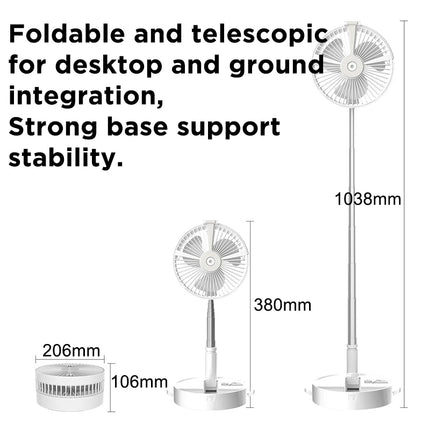 Portable USB Mobile Power Humidifying Spray Illumination Small Fan 2026 New Folding Retractable Design for Home Office Outdoor