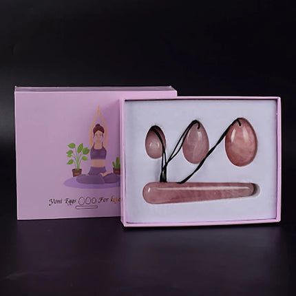 Natural Rose Quartz Yoni Egg Jade Eggs Women Kegel Exerciser Vaginal Muscles Tightening Ball Jade Massager Crystal Kegel Eggs