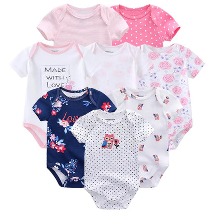 8 PCS/Lot Summer Short Sleeve Baby Boy Bodysuit Baby Boy Jumpsuit Set Ropa Bebe Baby Boy Clothes