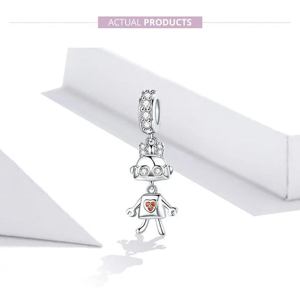 WOSTU Family Heart Charm High heels Mirror Makeup Pendant Bee Boy & Girl Charm Dreamcatcher Beads Jewelry Making Copper Zircon