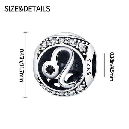 Hot Sale 925 Sterling Silver 12 Constellation Beads Charm Fit Original Pand 3mm Bracelet For Women Jewelry Birthday Fashion Gift