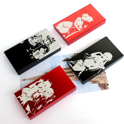 Animation Anime Derivatives Black Red Thin Slim Cigarette Case For Women Metal Aluminum Alloy Sliding Cigarette Box Man Custom