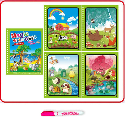 Magic Water Doodle Books Kids Toddlers Drawing Toys Cute Cartoon Unicorn Ocean Forest Animal Reusable Water Painting Cardboard