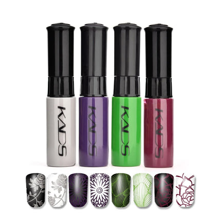 KADS 5/4 Pcs Stamping Varnish Set Nail Stamping Polish Kit Black Nail Art Polish Manicure Stamping Lacquer for Template Nails