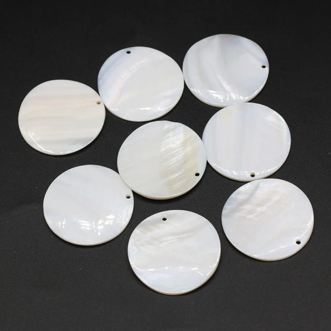 10PC Natural Mother of Pearl Shell Pendant Round Freshwater Shell Beads Charms for Women Jewelry Making DIY Necklace Earrings