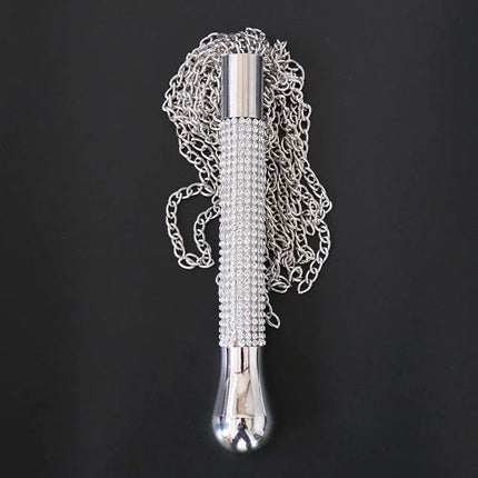 Sexy Rhinestone Whip Couples Handle Wave Metal Chain Spanking BDSM Bondage Flogger Flirting Sex Toy For Women And Men Adult Game