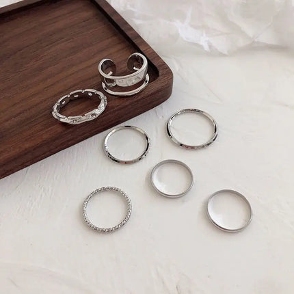 The Tide Cool Ring Set Female Korean Ring Ring Net Red Jewelry Not Fade Color Ring Cold Wind Hip Hop Index Finger Ring