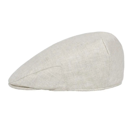 BOTVELA Linen Flat Cap for Men Women Herringbone Linen Newsboy Cap Lightweight Driver Ivy Hat Bakerboy Hat Summer Boina for Male