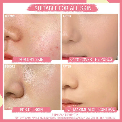 PINKFLASH Makeup Foundation Full Concealer Smooth Oil Control Matte Base Cosmetics Natural Make Up Look Face Foundation