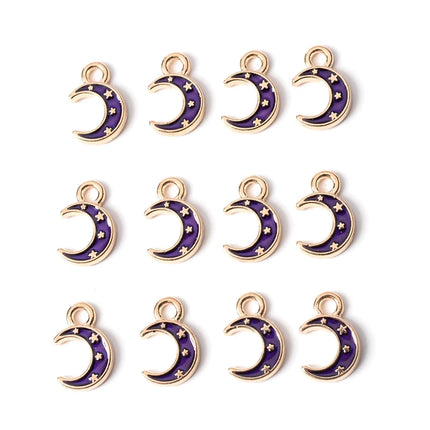 10Pcs 10*17mm Enamel Cute Charms Pendant For Jewelry Making Supplies Moon Alloy Metal Drop Oil Findings For Necklace Bracelet