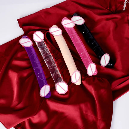 Double Head Dildo Long Jelly Realistic Dildo Double Ended Dildo Flexible Big Penis for Women Masturbator Sex Toys for Lesbian