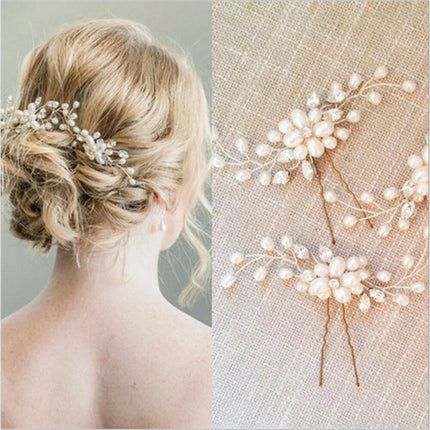 Crystal Pearl Tiaras Hairbands Hairpins Bridesmaid Diamante Vine Decoration Hair Accessories Bridal Wedding Jewelry Headwear