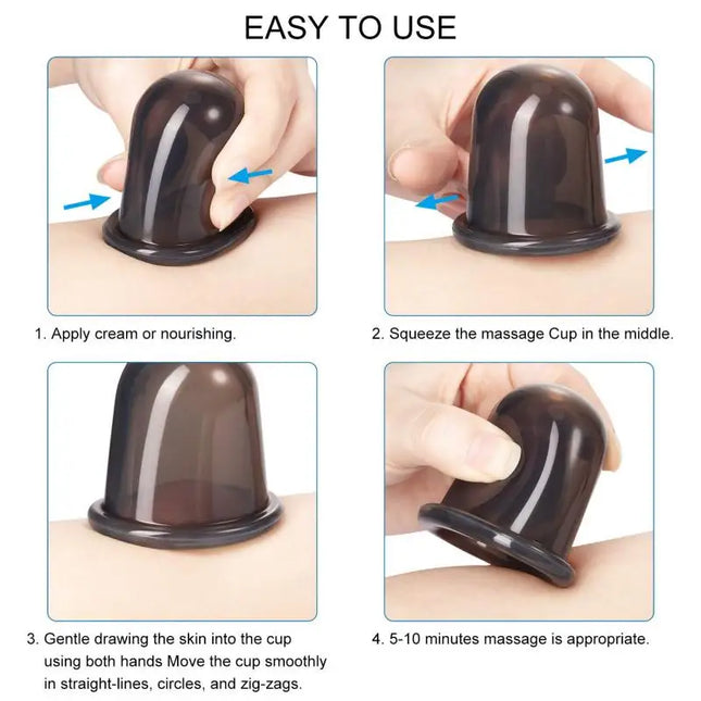 Silicone Vacuum Cupping Massage Jars Anti-Cellulite Massage Facial Suction Cups Face Neck Lift Skin Scraping Guasha Anti-Wrinkle