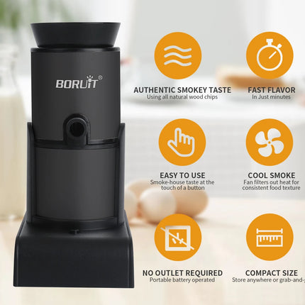 BORUiT Smoker Infuser Portable Molecular Cuisine Smoking Food Cold Smoke Generator Meat Burn Cooking for BBQ Grill Cocktails
