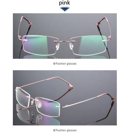 Ultralight Coating Frameless Myopia Glasses -1.0 -1.5 -2.0 To -5.0, Rimless Super Light Stainless Steel Hyperopia +1.0 +2.0 +4.0