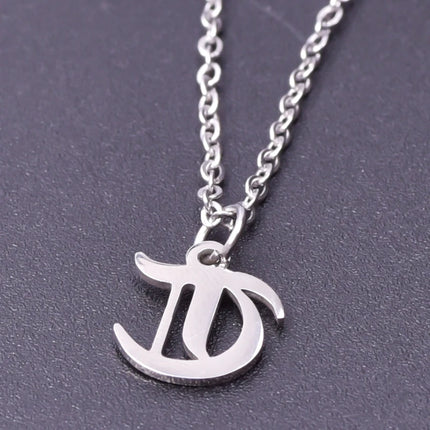 2pcs Stainless Steel Initial Necklace For Men Women Chain Old English Pendant 26 Letters Statement Necklaces Jewelry Couple Gift