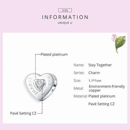 WOSTU Family Heart Charm High heels Mirror Makeup Pendant Bee Boy & Girl Charm Dreamcatcher Beads Jewelry Making Copper Zircon