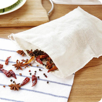 Cotton Muslin Drawstring Strainer Tea Spice Separate Filter Bag With String Empty Cotton Filter Bag Cotton Yarn Bag  25/10PC