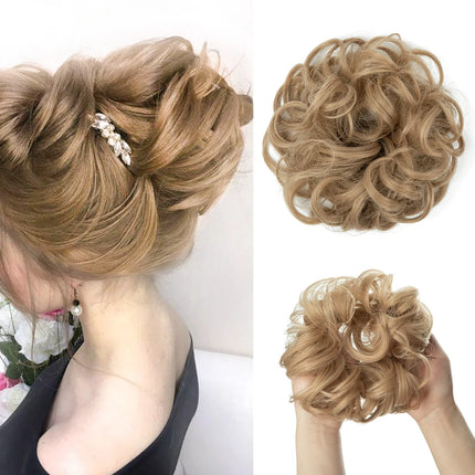 Synthetic Hair Bun Extensions Messy Curly Elastic Hair Scrunchies Hairpieces Synthetic Chignon Donut Updo Hair Pieces for Women