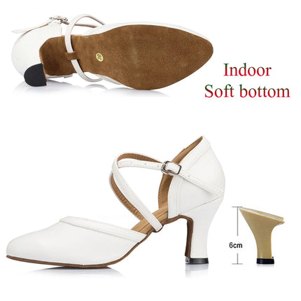 Women's Latin Shoes White Wedding Party Ballroom Party Tango Salsa Summer Women's Shoes High Heels Professional Dance Shoes