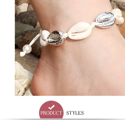 Women Seashell Anklet Silver Color Shell Bracelet for Girls Summer Beach Holiday Foot Ankle Jewelry Bohemian Leg Chain Gift