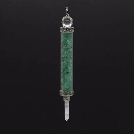 KFT Natural Healing Crystal Quartz Tourmaline Lapis Lazuli Long Pillar Wishing Bottle Reiki Stone Pendulum Pendant Jewelry