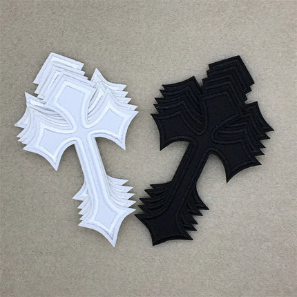 10pcs Lot Cross Patches on Clothes Diy Embroidered Appliques Iron on Patches for Clothing Jeans Stickers Badges (7.0x10.3CM)