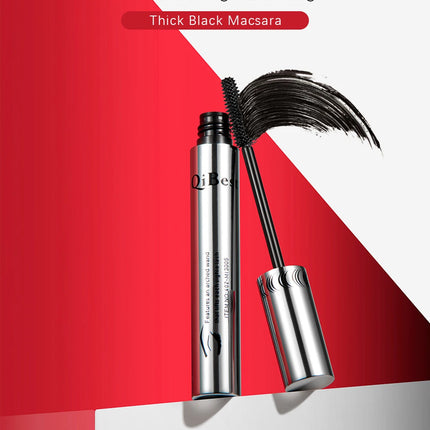 QIBEST Black Mascara Eyelashes Mascara 4D Silky Eyelashes Lengthening Eyelashes Makeup Waterproof Mascara Volume Eye Cosmetics
