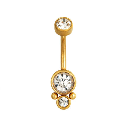 Zircon Golden Belly Button Rings Stainless Steel Piercing 14G 1.6mm 10mm Navel Bar Body Jewelry Men Women Sexy Beach Accessories