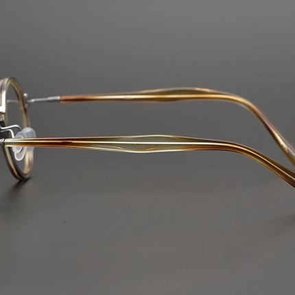 Top Quality Retro Round Glasses Frame Japanese Handmade Titanium Ultralight Men Eyeglasses Women Eyewear Acetate Korean Fashion