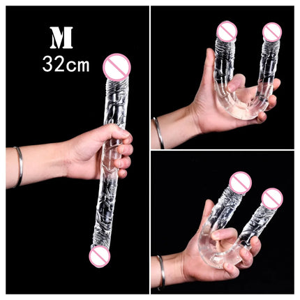 Double Head Dildo Long Jelly Realistic Dildo Double Ended Dildo Flexible Big Penis for Women Masturbator Sex Toys for Lesbian