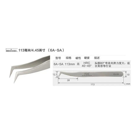 VETUS 6A-SA Eyelash Tweezers Stainless Steel Anti-static 3D/6D Volume Eyelash Extension Best Quality Fan Tweezer