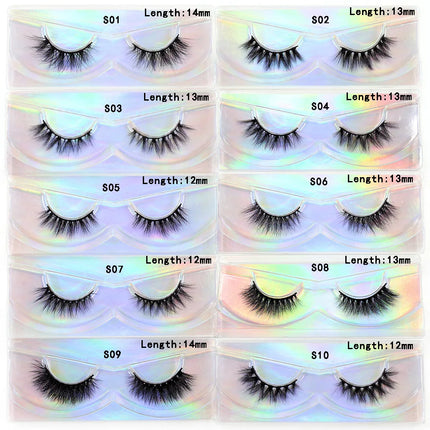 LEHUAMAO Makeup Mink Lashes 3D Short Mink Eyelashes Natural False Eyelashes Fluffy Mink Lashes Extension 12mm-15mm Eyelashes