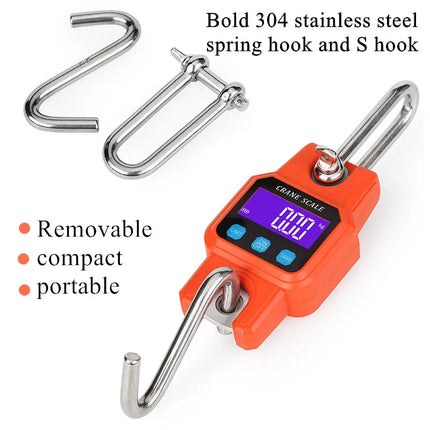 300kg/50g Bluetooth Crane Scale Rechargeable Digital Hanging Hook Scales Electronic Weight USB Stainless Steel Heavy Duty Weight