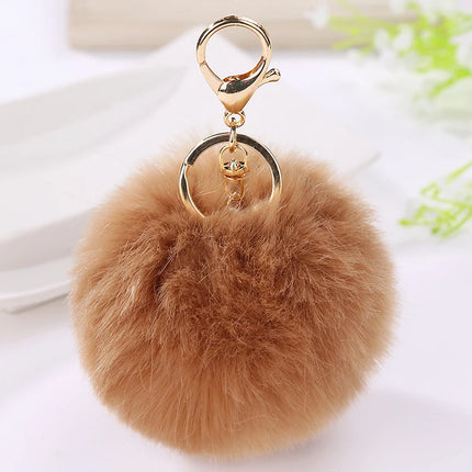 Trinket Fluffy Artificial Rabbit Fur Ball Key Chain 8cm Pompons Keychain 21 Color Women Car Bag Key Ring Hang Jewelry