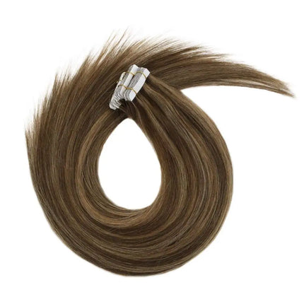 VeSunny Tape in Hair Extensions Human Hair Seamless Skin Weft Hair Extensions Double Sided Balayage Hair Color Adhesive Silky